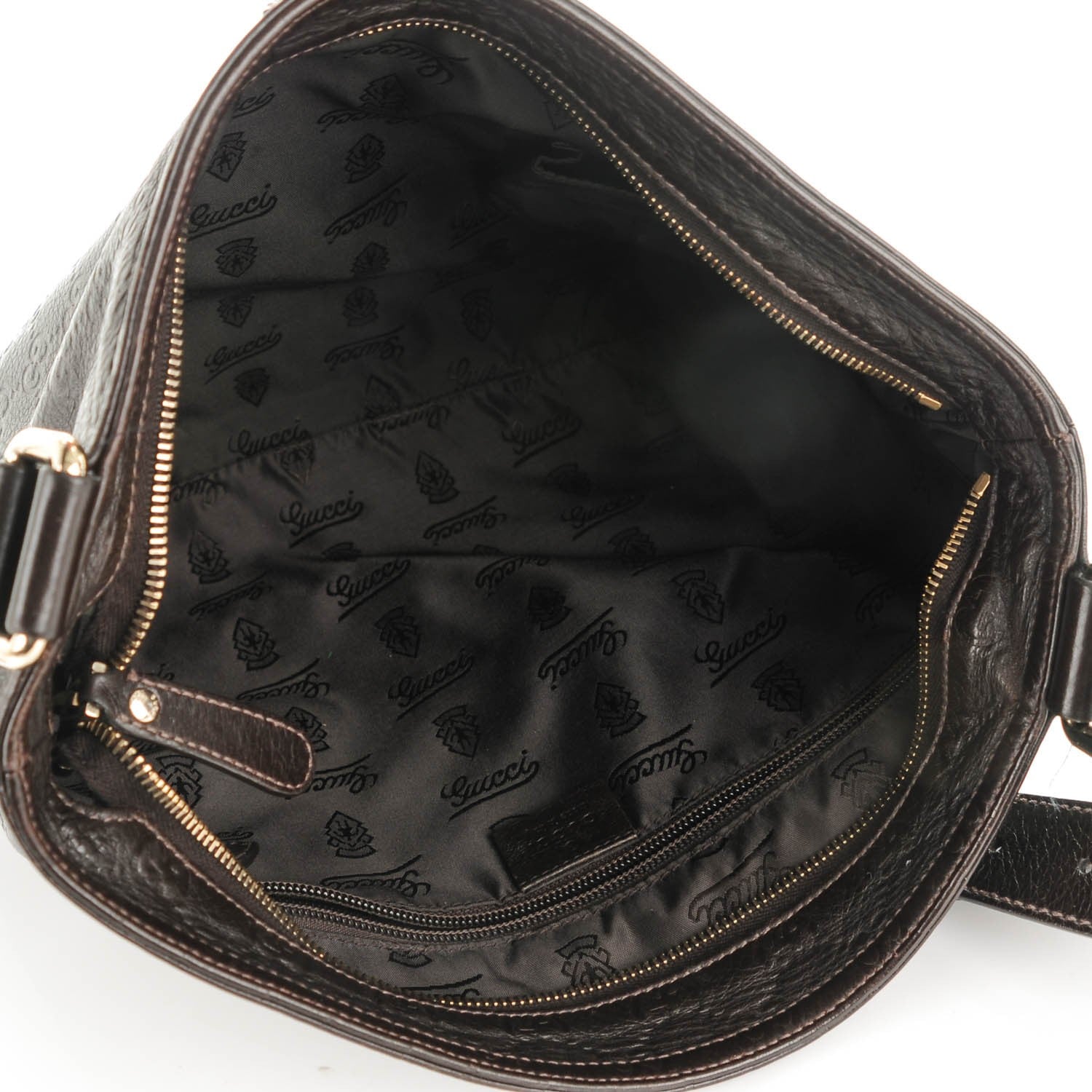 Gucci Guccissima Medium Flat Messenger Bag Dark Brown 5 of 8