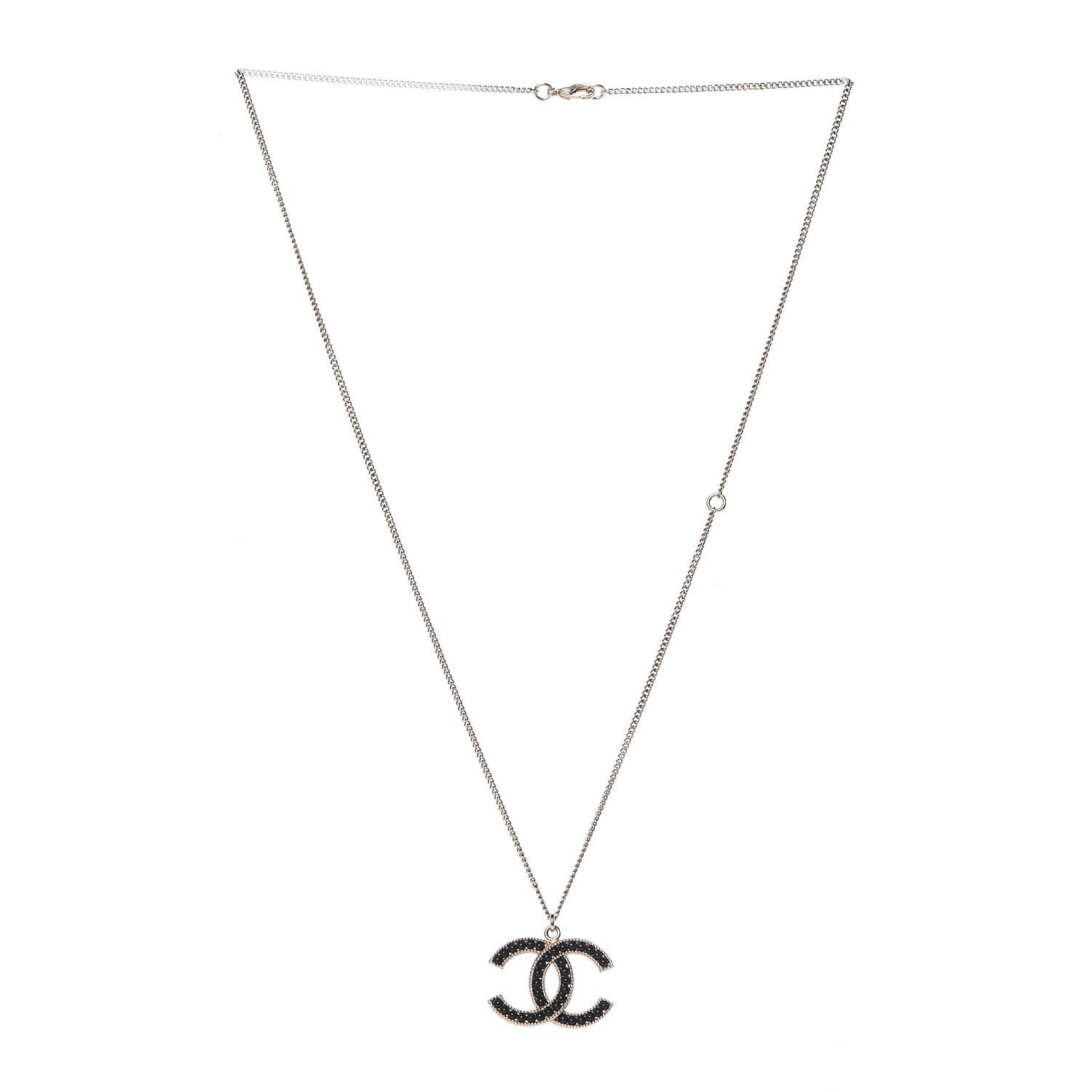 Chanel Enamel Beaded CC Necklace Gold Black 3 of 4