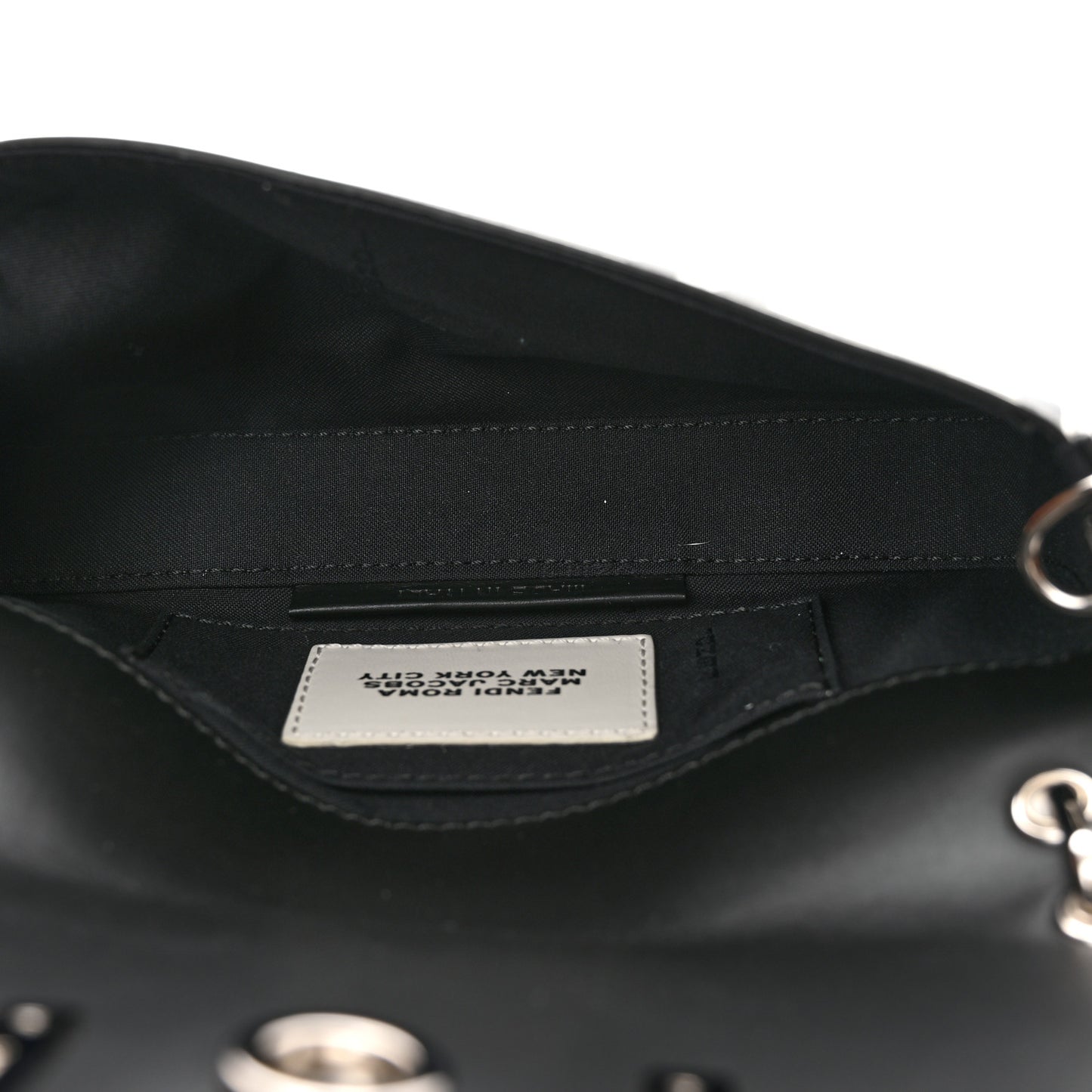 X MARC JACOBS Nappa Vitello King Logo Print Phone Baguette White Black
