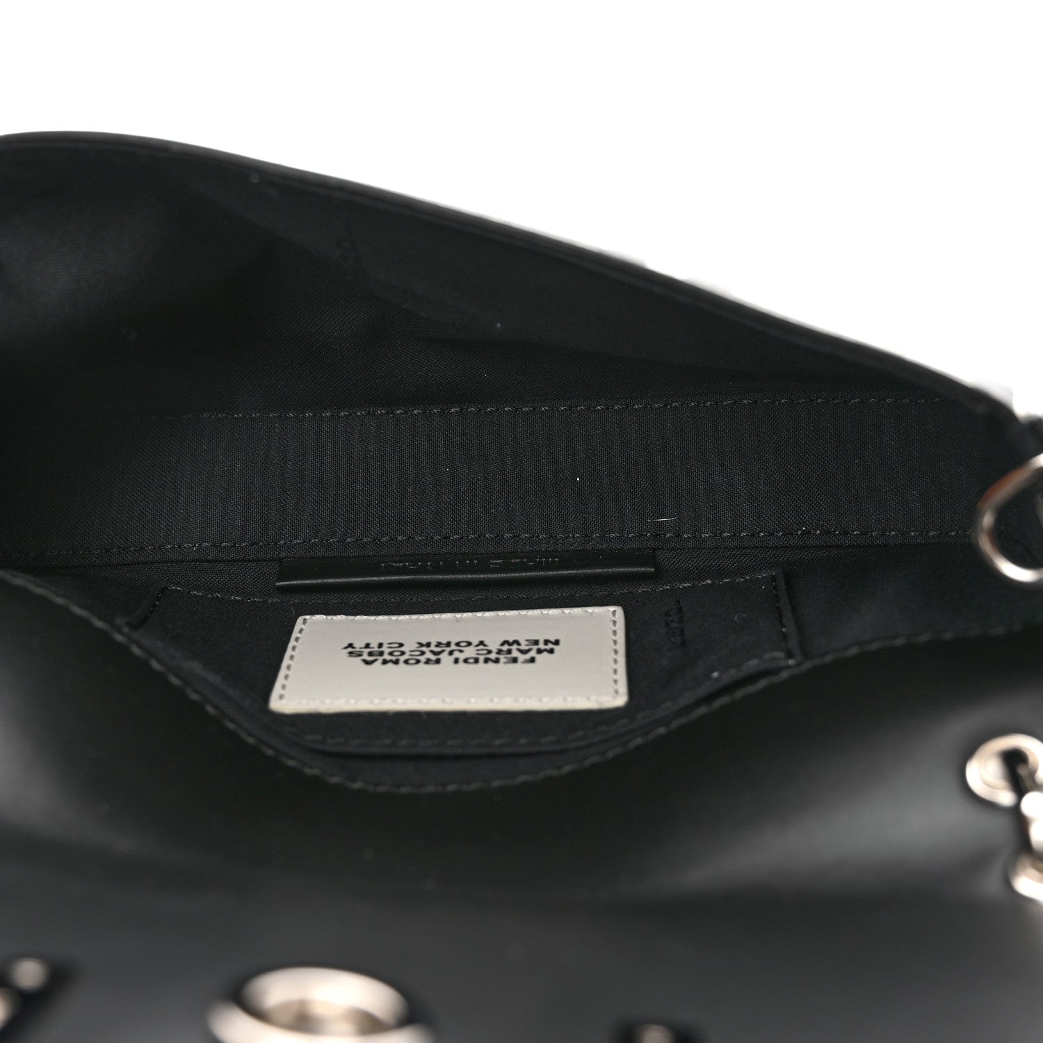 Fendi X MARC JACOBS Nappa Vitello King Logo Print Phone Baguette White Black 5 of 9