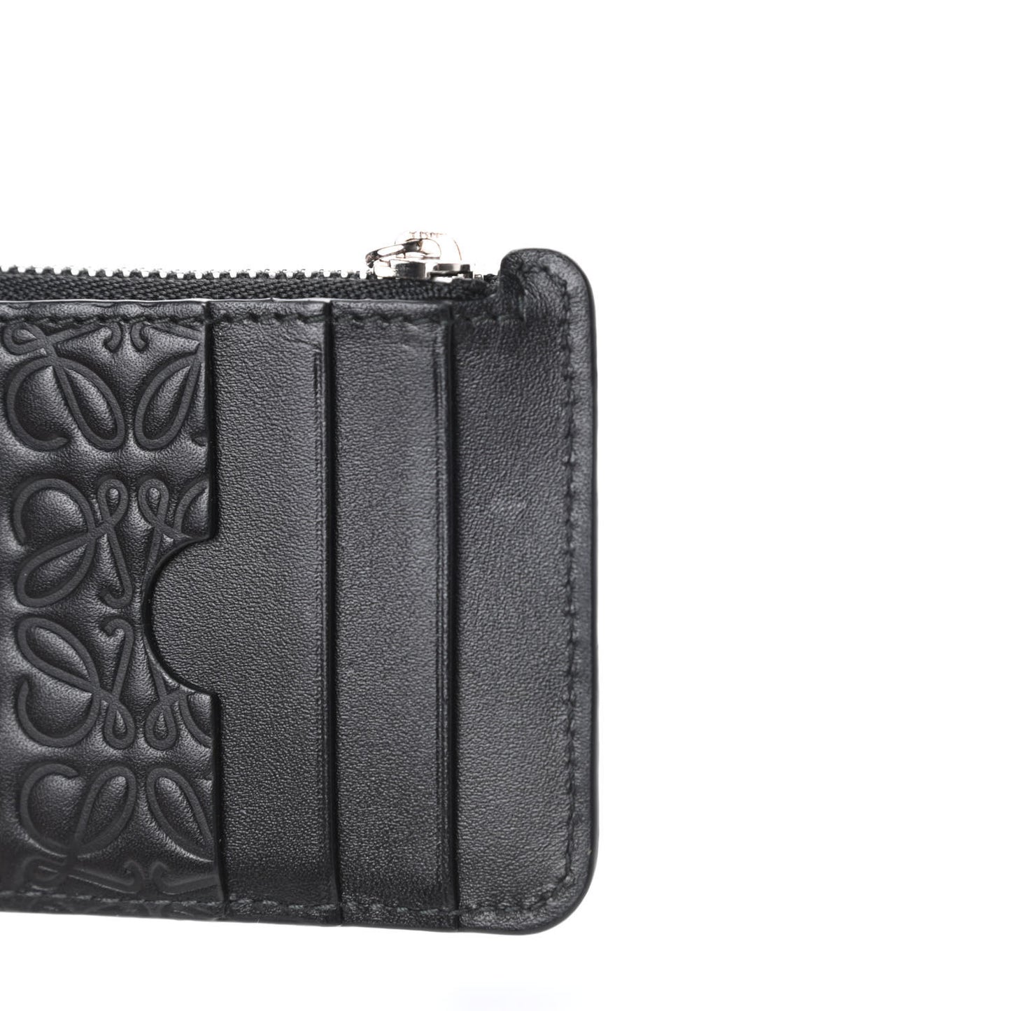 Calfskin Embossed Repeat Coin Card Holder Black