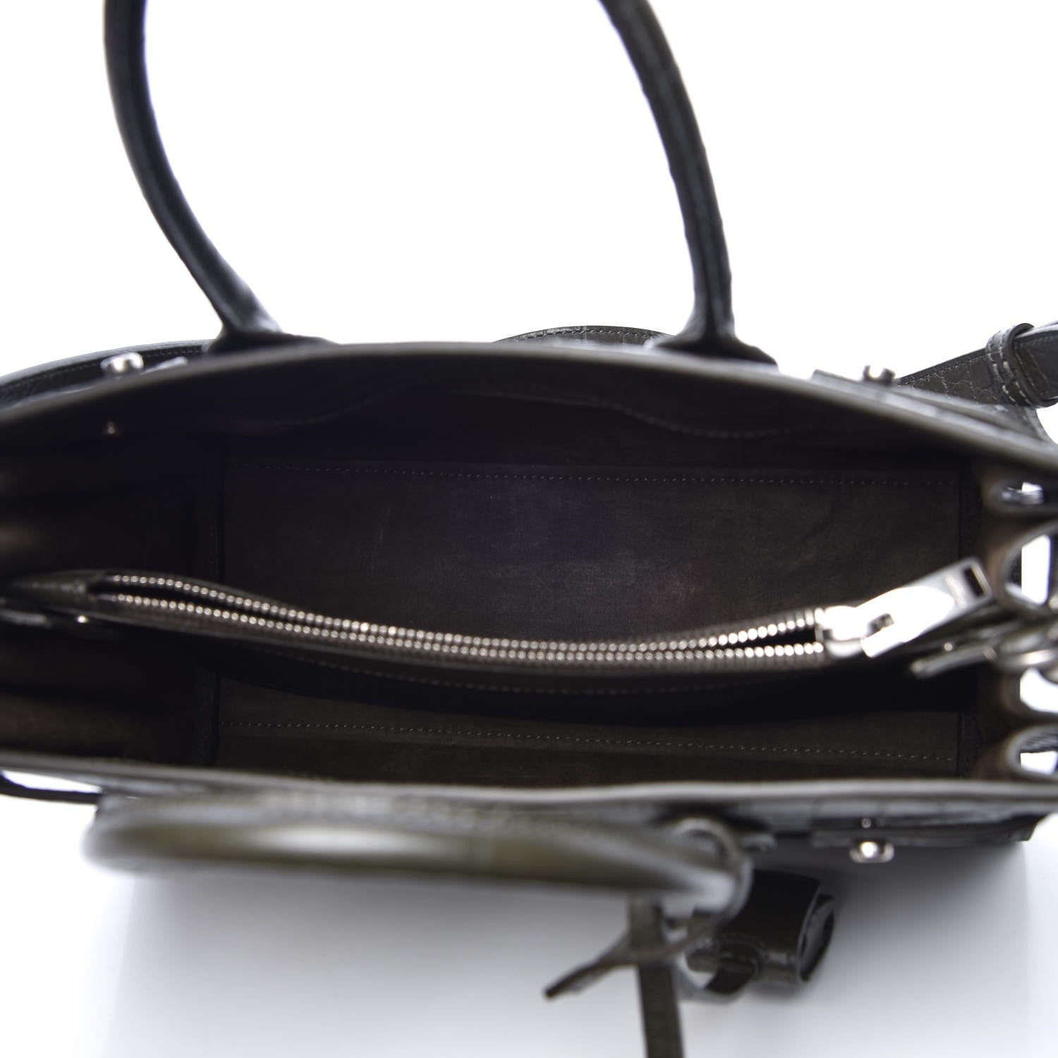 Saint Laurent Calfskin Crocodile Embossed Baby Supple Sac De Jour Dark Leaf 6 of 7