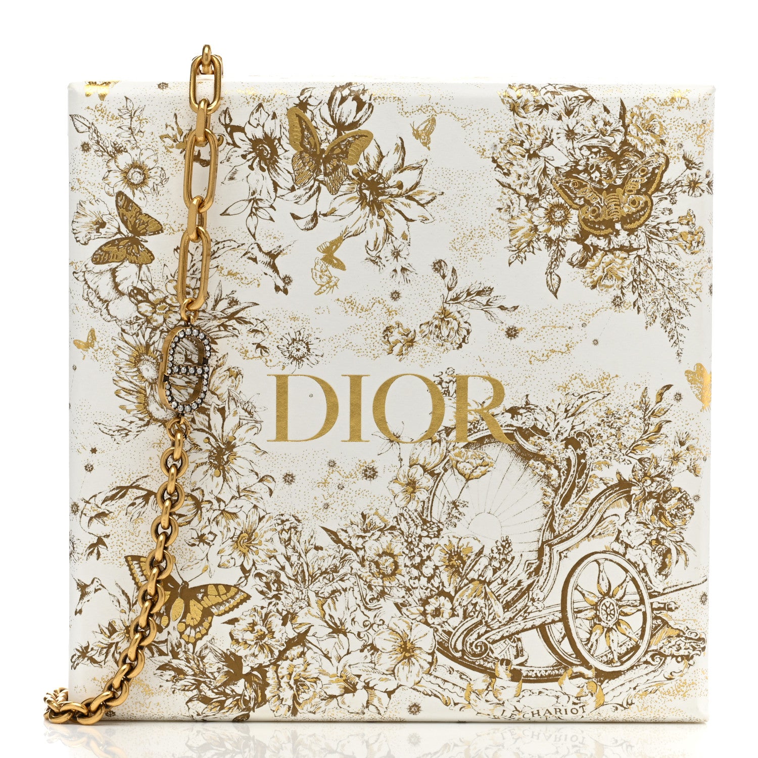 Christian Dior Metal Crystal CD Logo Necklace Gold 6 of 6