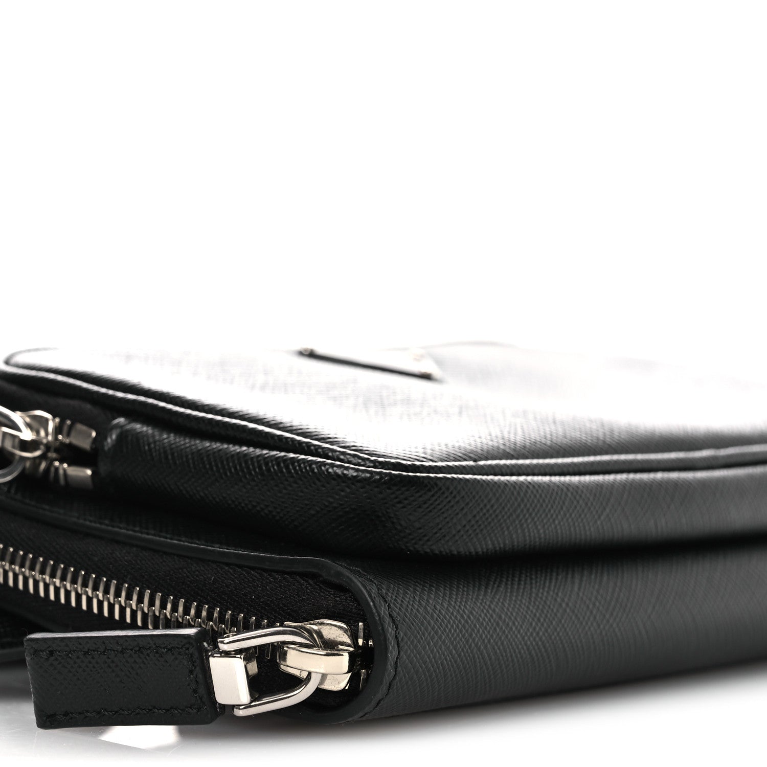 Prada Saffiano Travel Double Zip Crossbody Belt Bag Black 9 of 10