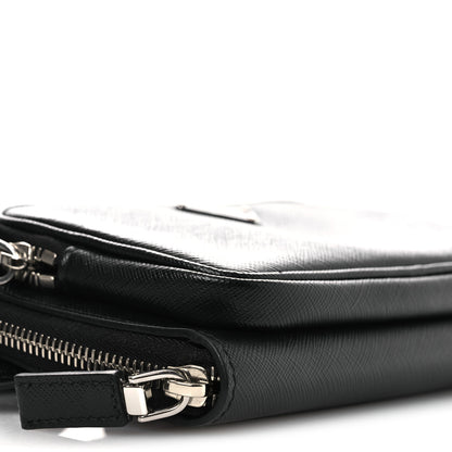 Prada Saffiano Travel Double Zip Crossbody Belt Bag Black 9 of 10