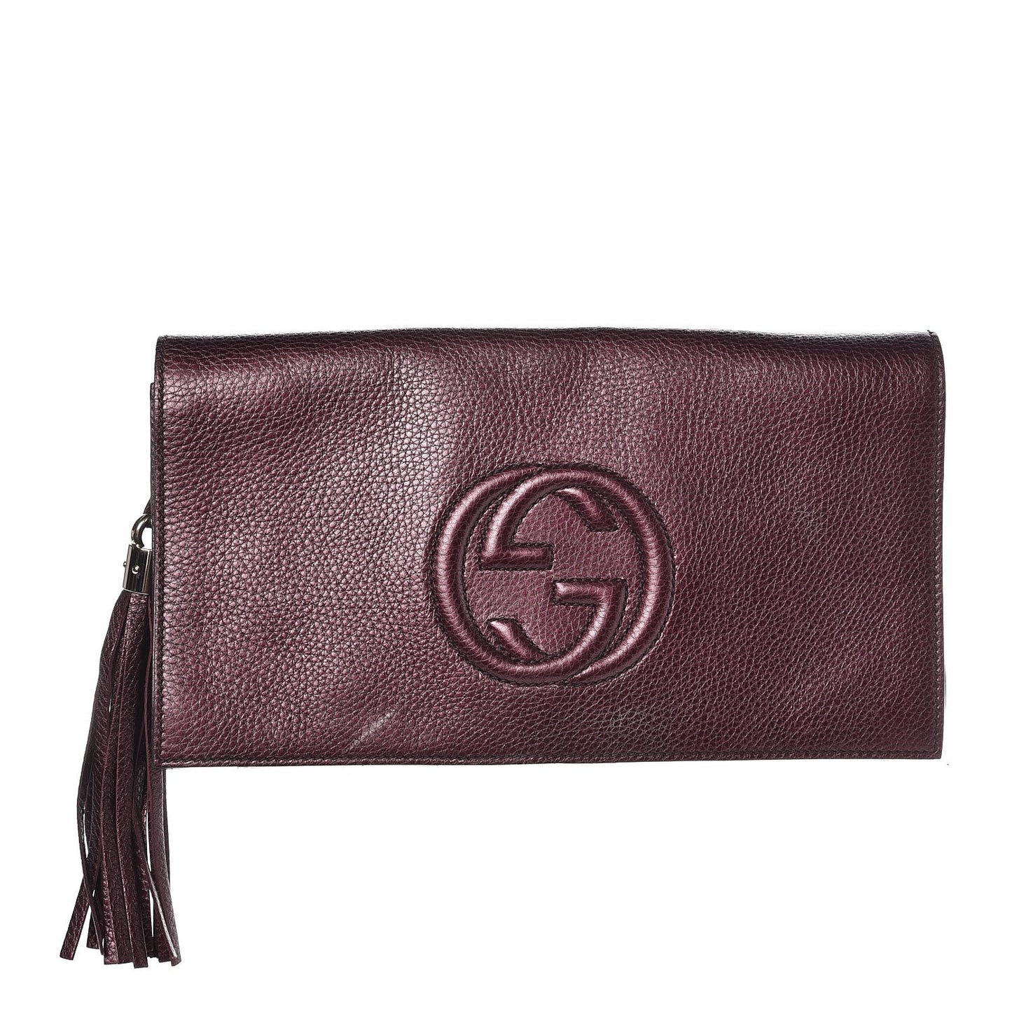 Metallic Cellarius Calfskin Medium Soho Clutch Classic Burgundy