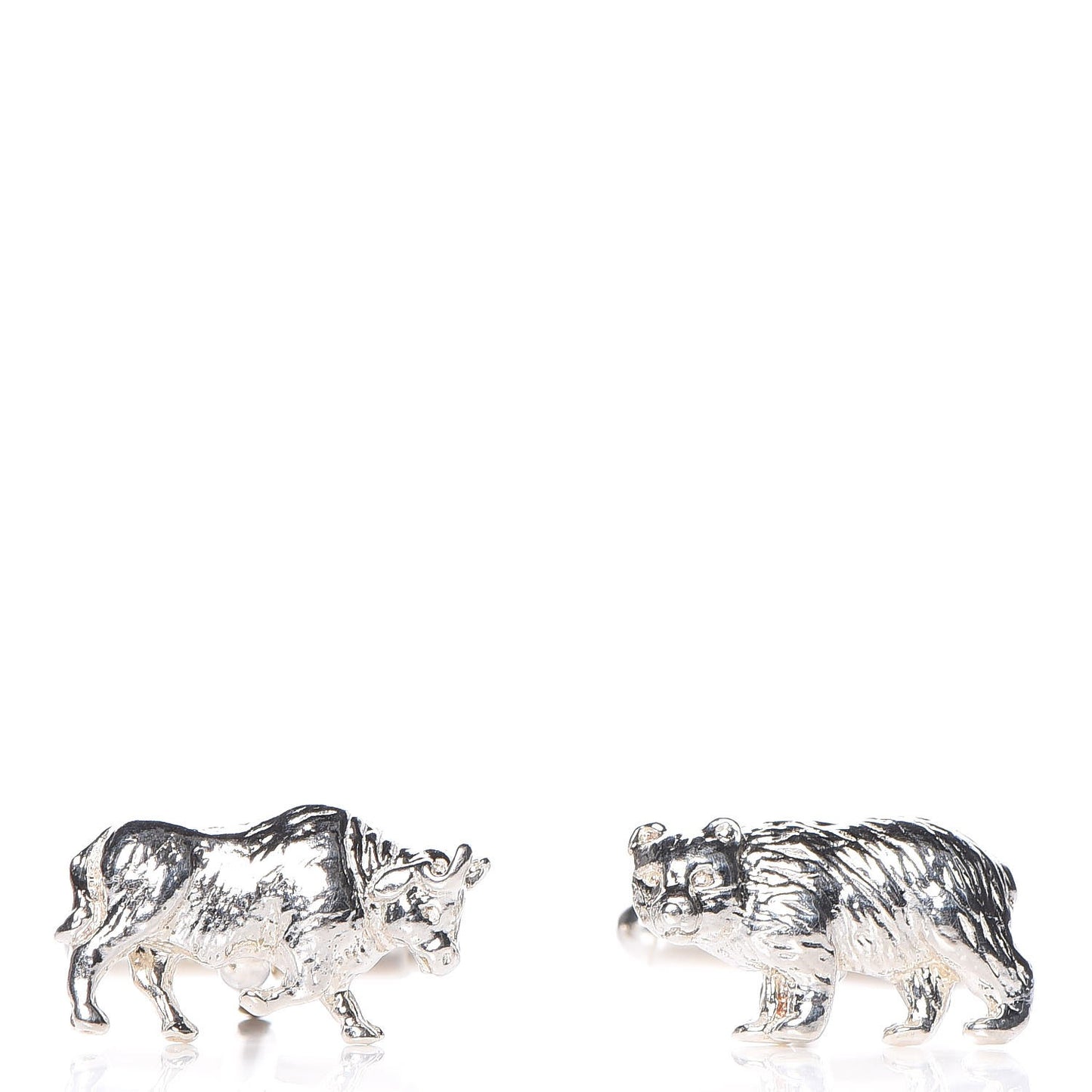 Sterling Silver Bull and Bear Cuff Links