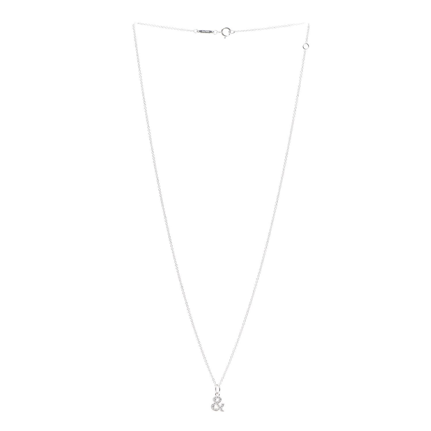18K White Gold Diamond Small Ampersand Pendant Necklace