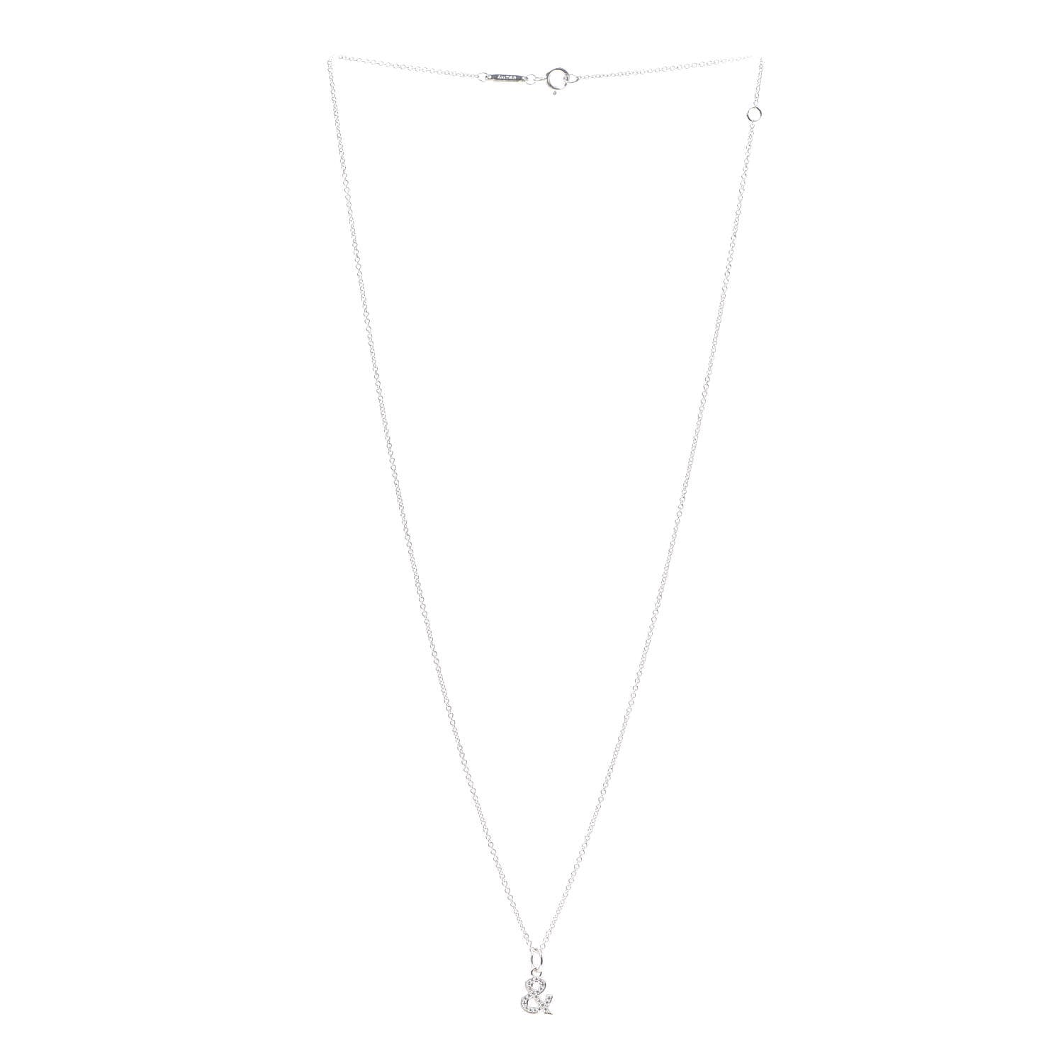 Tiffany 18K White Gold Diamond Small Ampersand Pendant Necklace 3 of 6