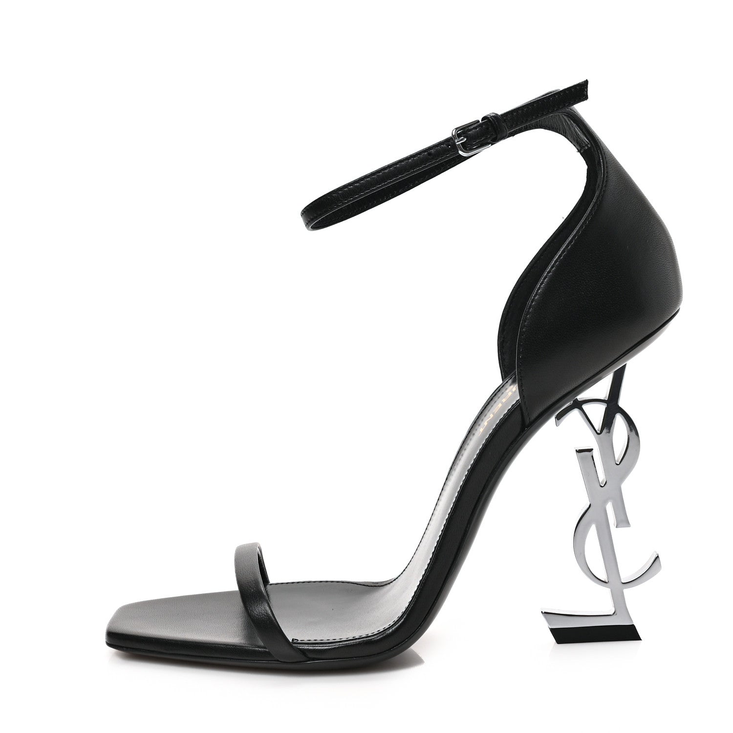 Saint Laurent Calfskin Opyum 110 Sandals 38.5 Black Silver 1 of 8