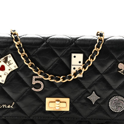 Chanel Aged Calfskin Lucky Charms Casino 2.55 Reissue Wallet on Chain WOC Black 9 of 11