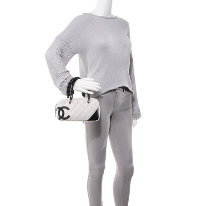 Chanel Calfskin Quilted Small Cambon Bowler White Black 2 of 7