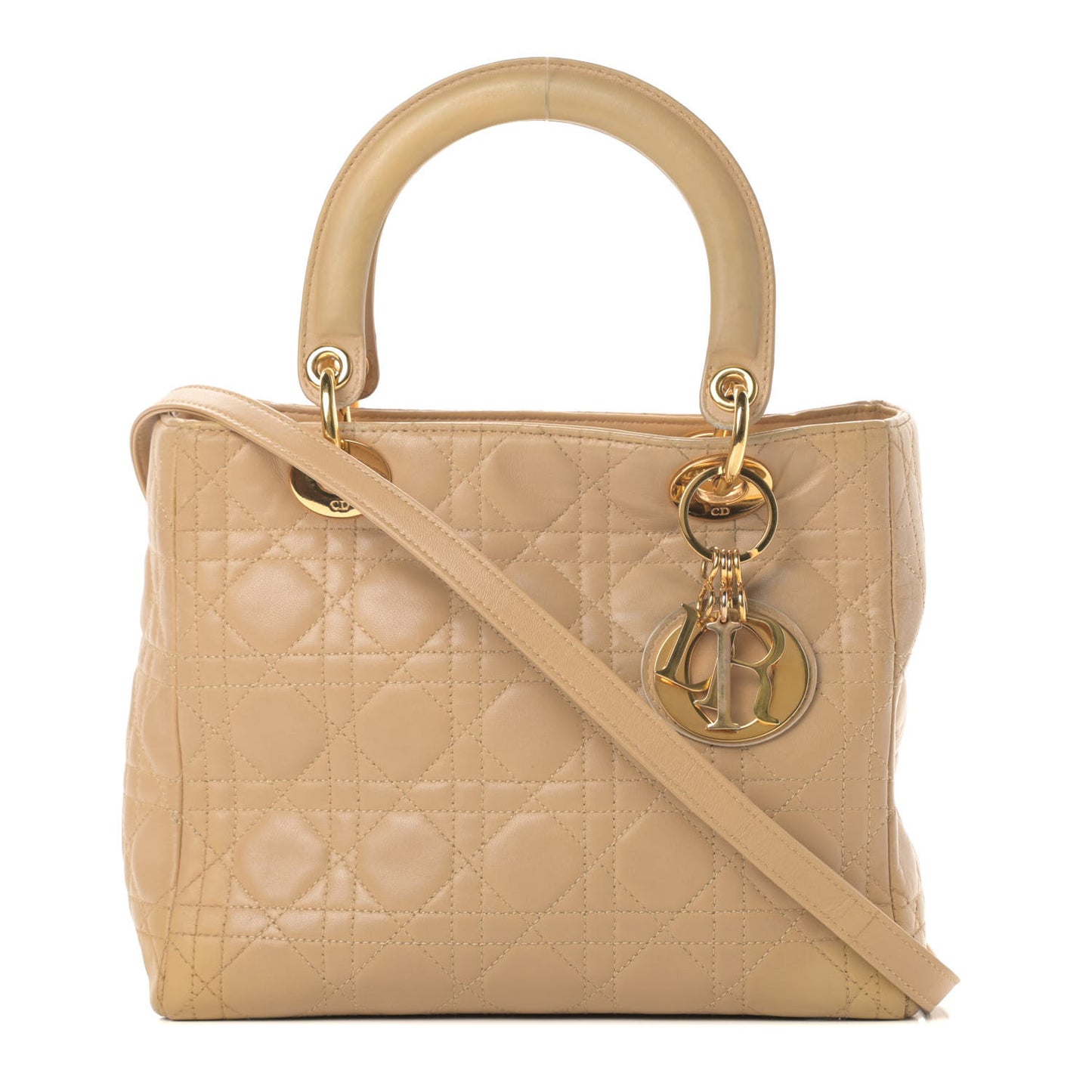 Lambskin Cannage Medium Lady Dior Beige
