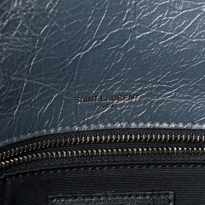 Saint Laurent Crinkled Calfskin Matelasse Monogram Medium Niki Chain Satchel Dark Smog 7 of 11
