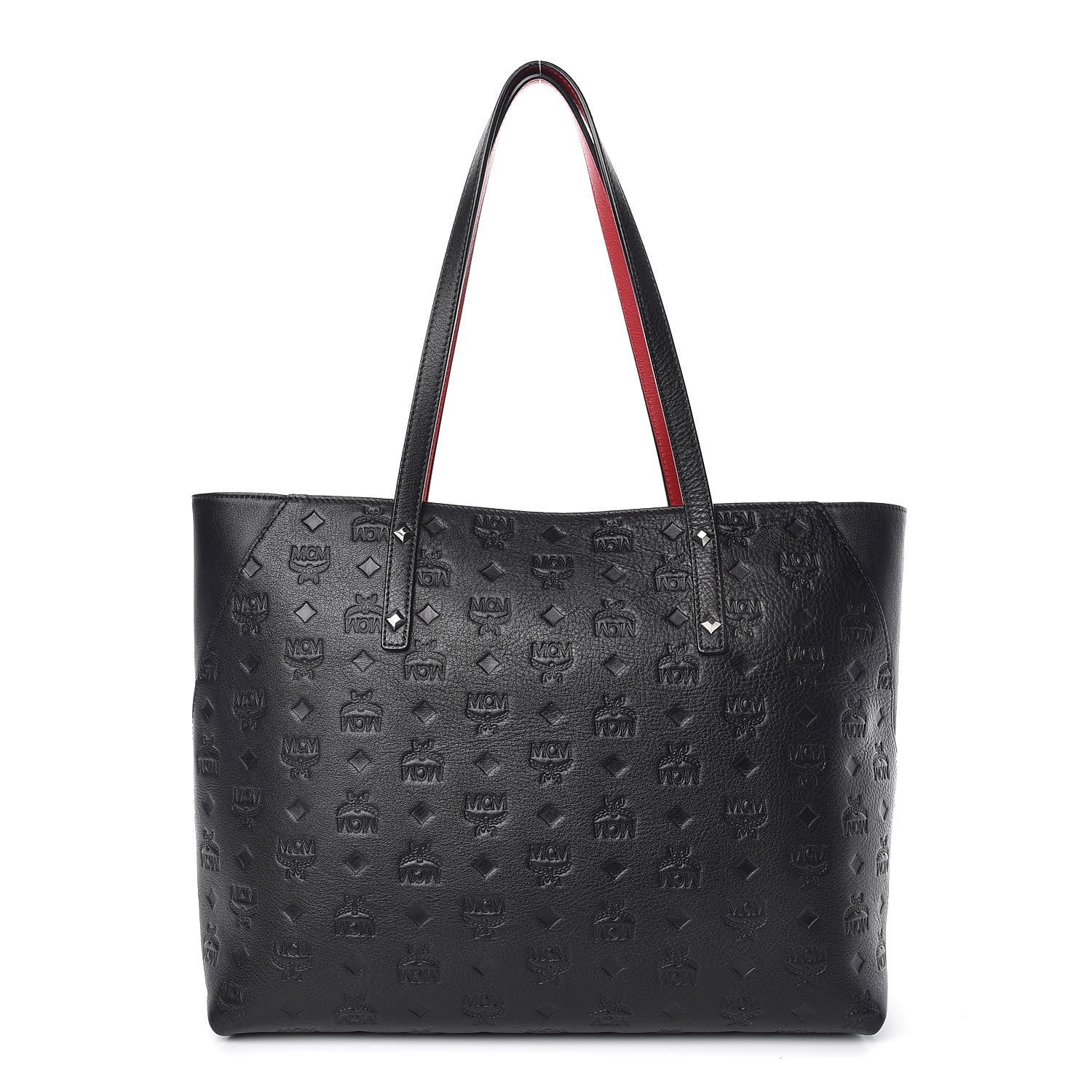 MCM Calfskin Ottomar Monogram Medium Klara Shopper Tote Black 1 of 10