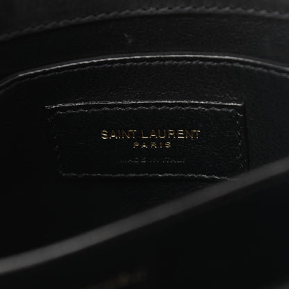 Saint Laurent Nubuk Crocodile Embossed Mini Classic Monogram Cassandra Top Handle Black 6 of 12