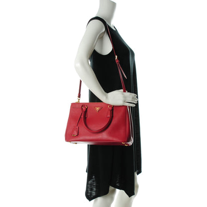 Prada Saffiano Small Galleria Double Zip Tote Fuoco 2 of 8
