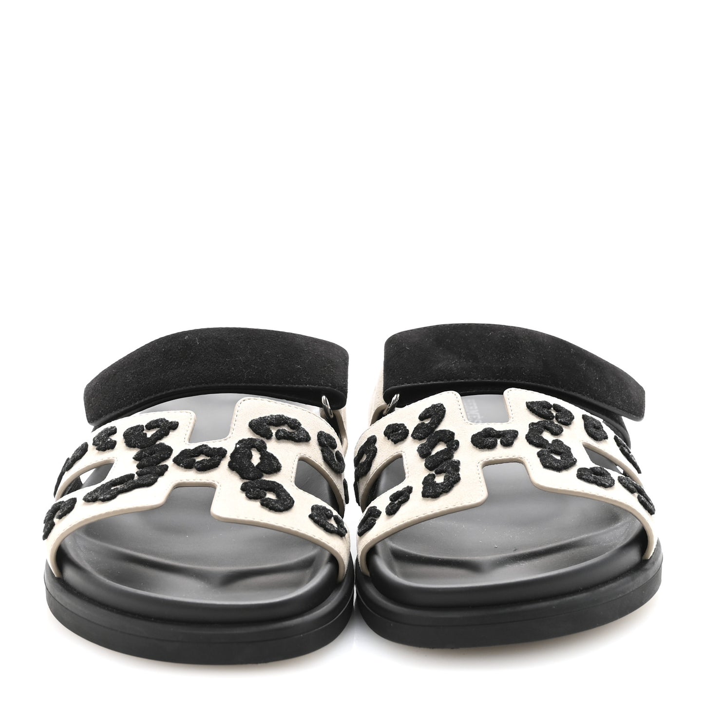 Suede Goatskin Womens Tufted Leopard Chypre Sandals  38 Beige Esquisse Black