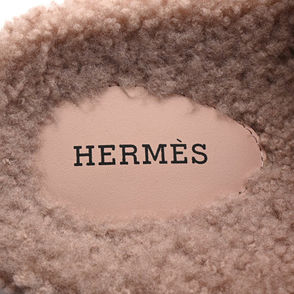 Hermes Woolskin Womens Chypre Sandals 40 Bois De Santal 8 of 9