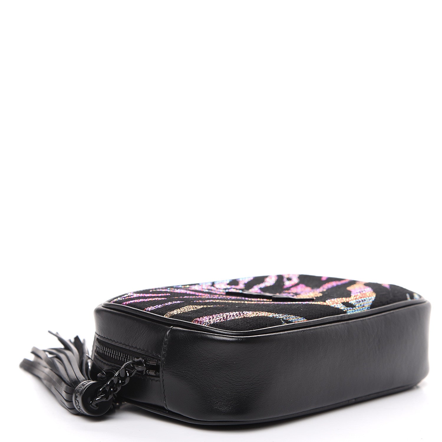 Saint Laurent Calfskin Tiger Burnout Monogram Lou Camera Bag Black 3 of 10