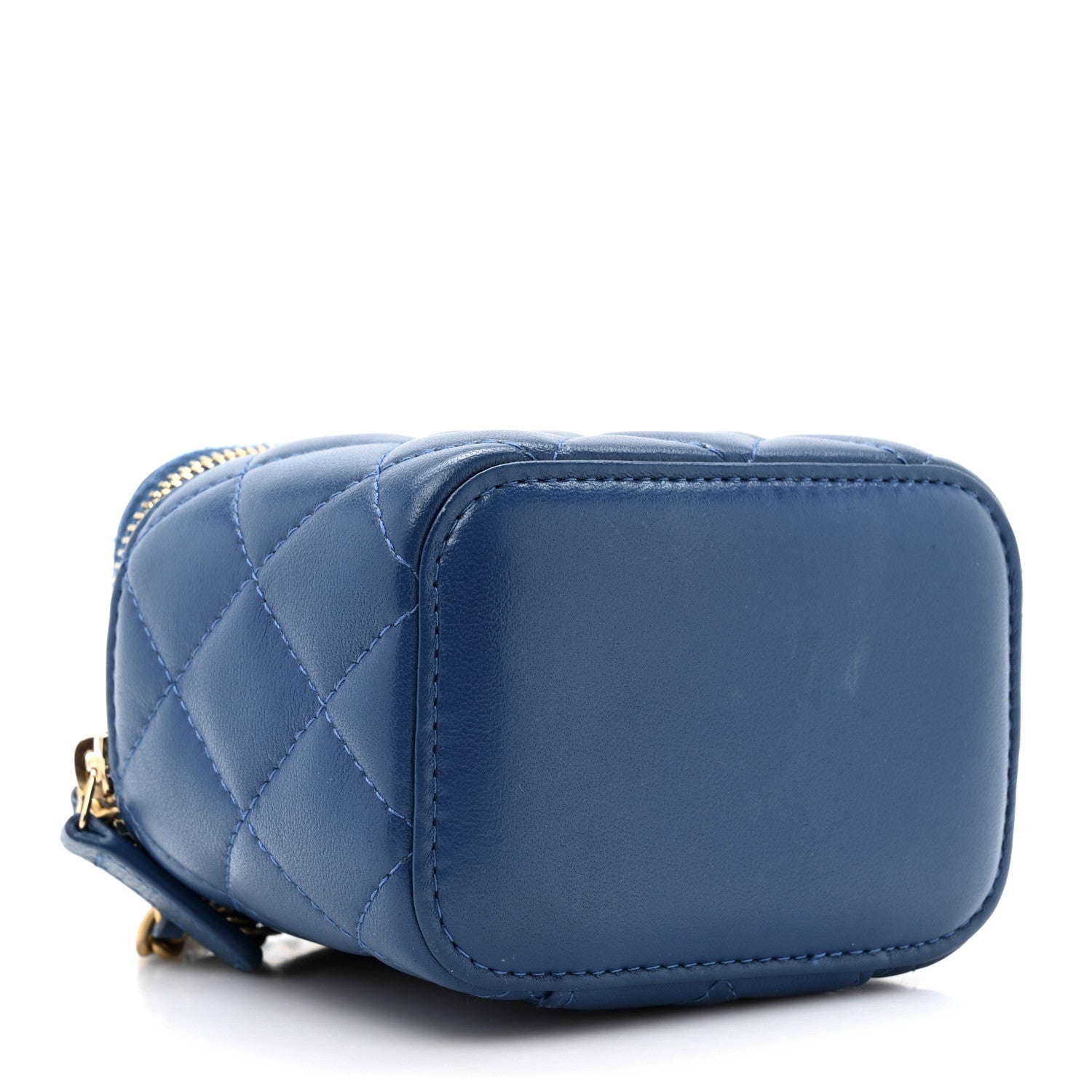 Chanel Lambskin Quilted Pearl Crush Mini Vanity Case With Chain Blue 4 of 11