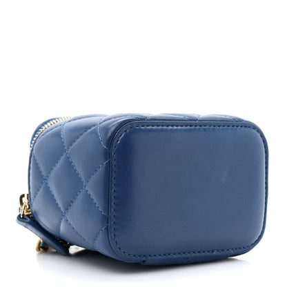 Chanel Lambskin Quilted Pearl Crush Mini Vanity Case With Chain Blue 4 of 11