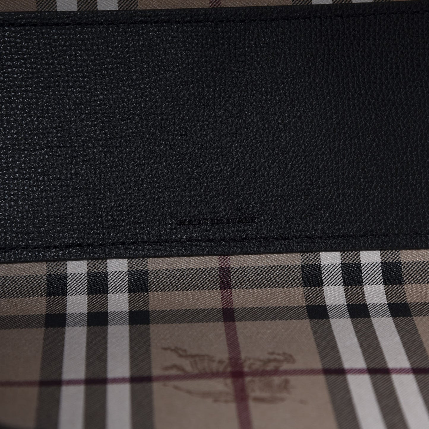 Grainy Calfskin Haymarket Check Small Reversible Tote Black