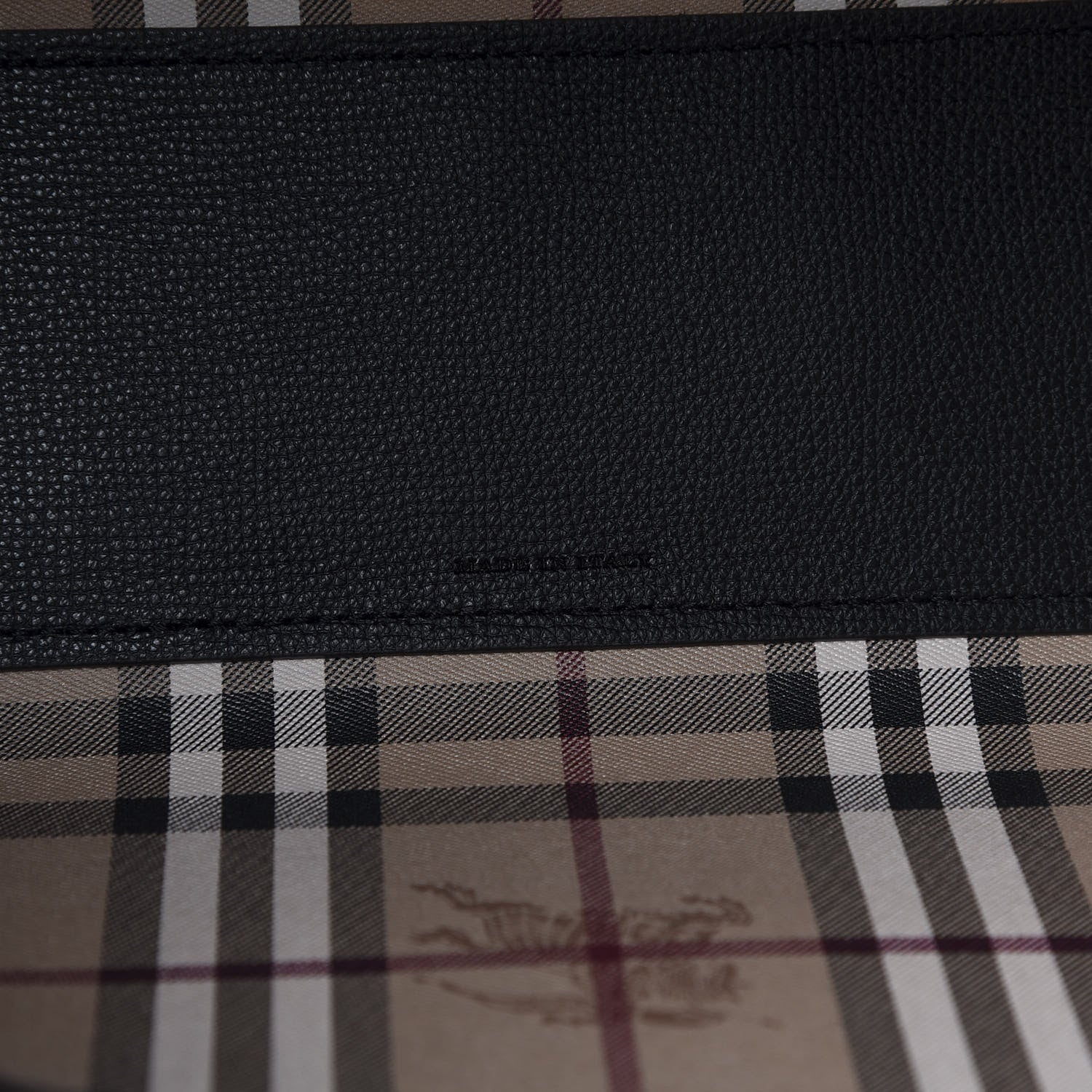 Burberry Grainy Calfskin Haymarket Check Small Reversible Tote Black 8 of 10