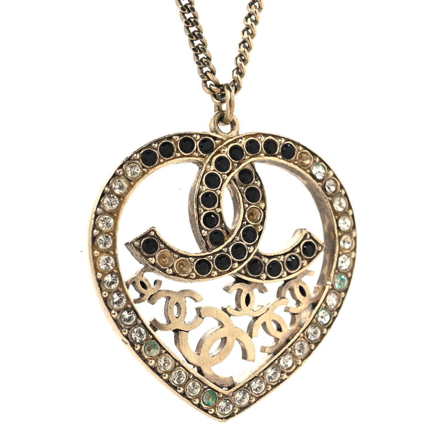 Chanel Crystal Heart CC Necklace Gold 5 of 5