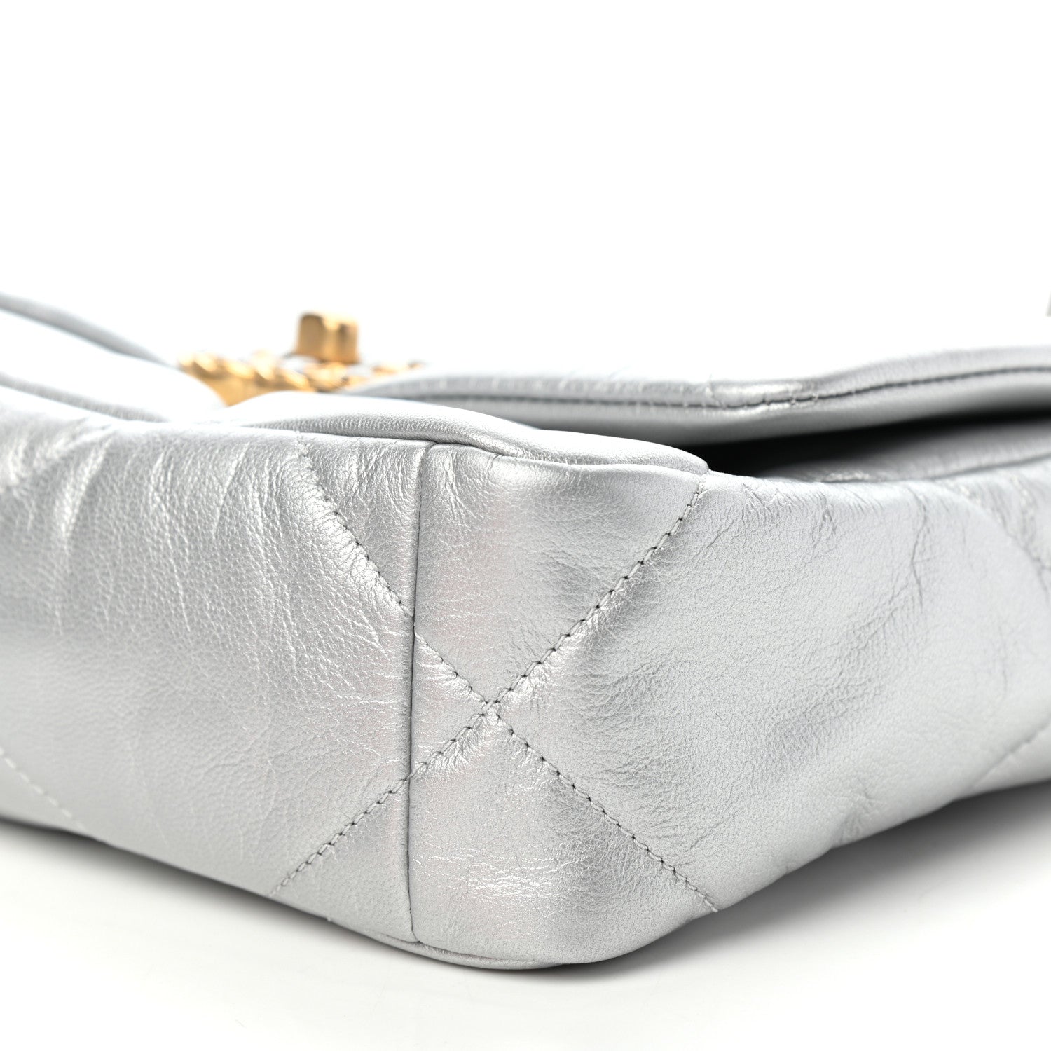 Chanel Metallic Goatskin Quilted Medium Chanel 19 Flap Silver 9 of 9