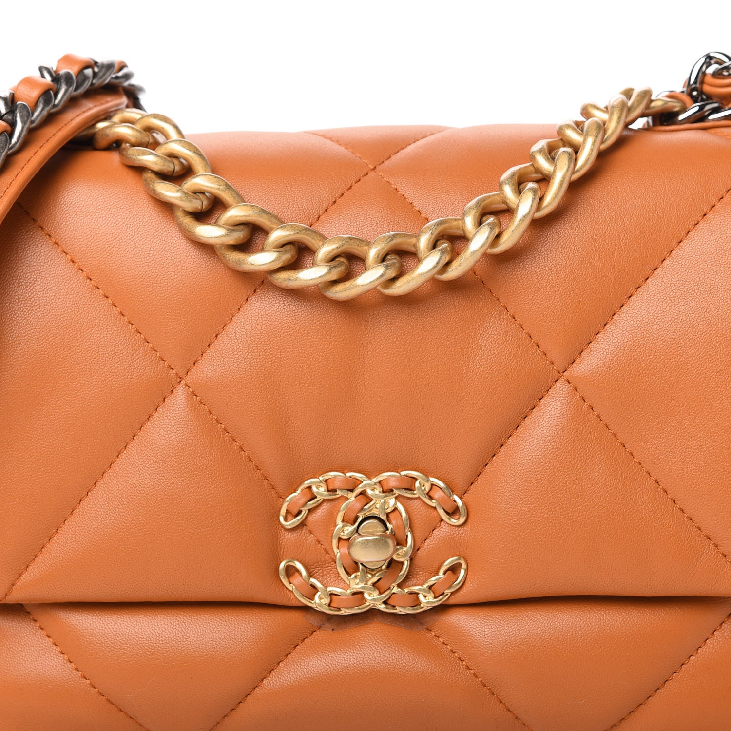 Chanel Lambskin Quilted Medium Chanel 19 Flap Light Brown 11 of 11