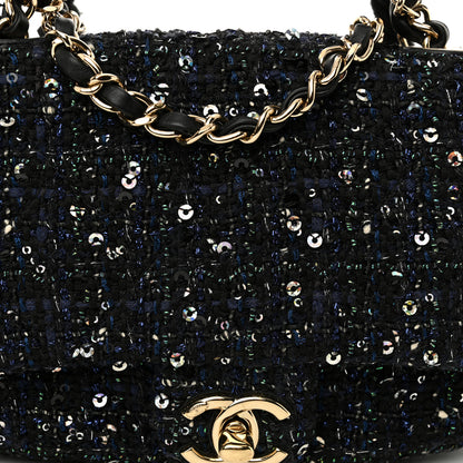 Chanel Tweed Mini Pearl Handle Flap Black Ecru 8 of 10