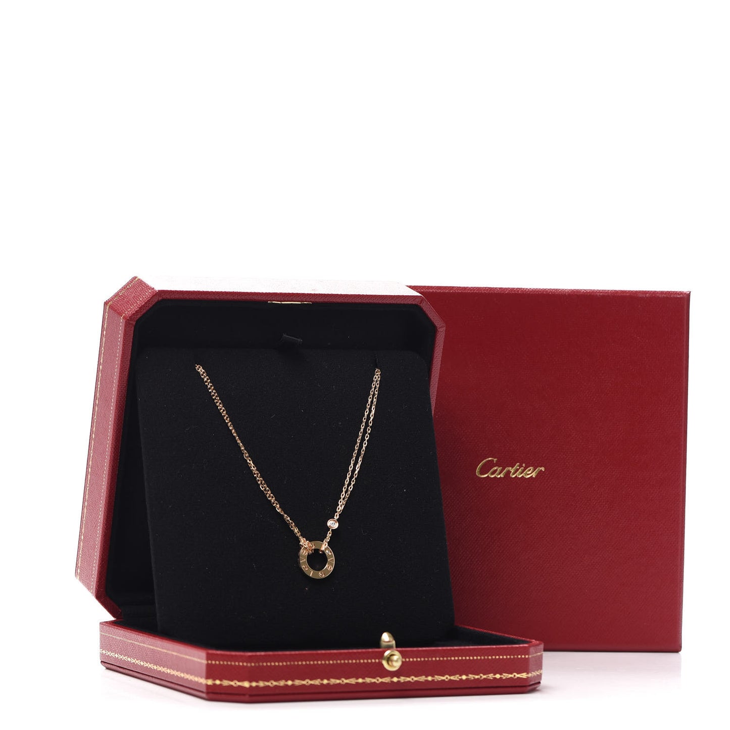 18K Pink Gold 2 Diamond LOVE Necklace