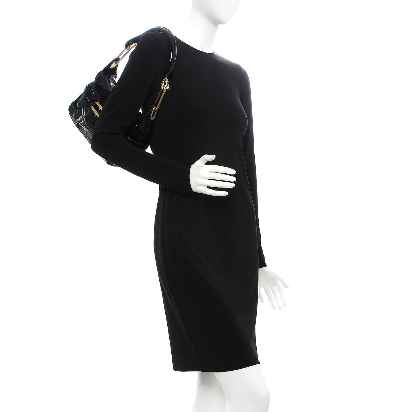 Patent Small Tulita Shoulder Bag Black