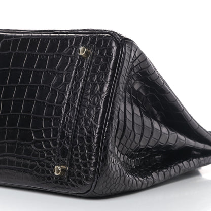 Hermes Matte Porosus Crocodile Birkin 35 Black 9 of 12