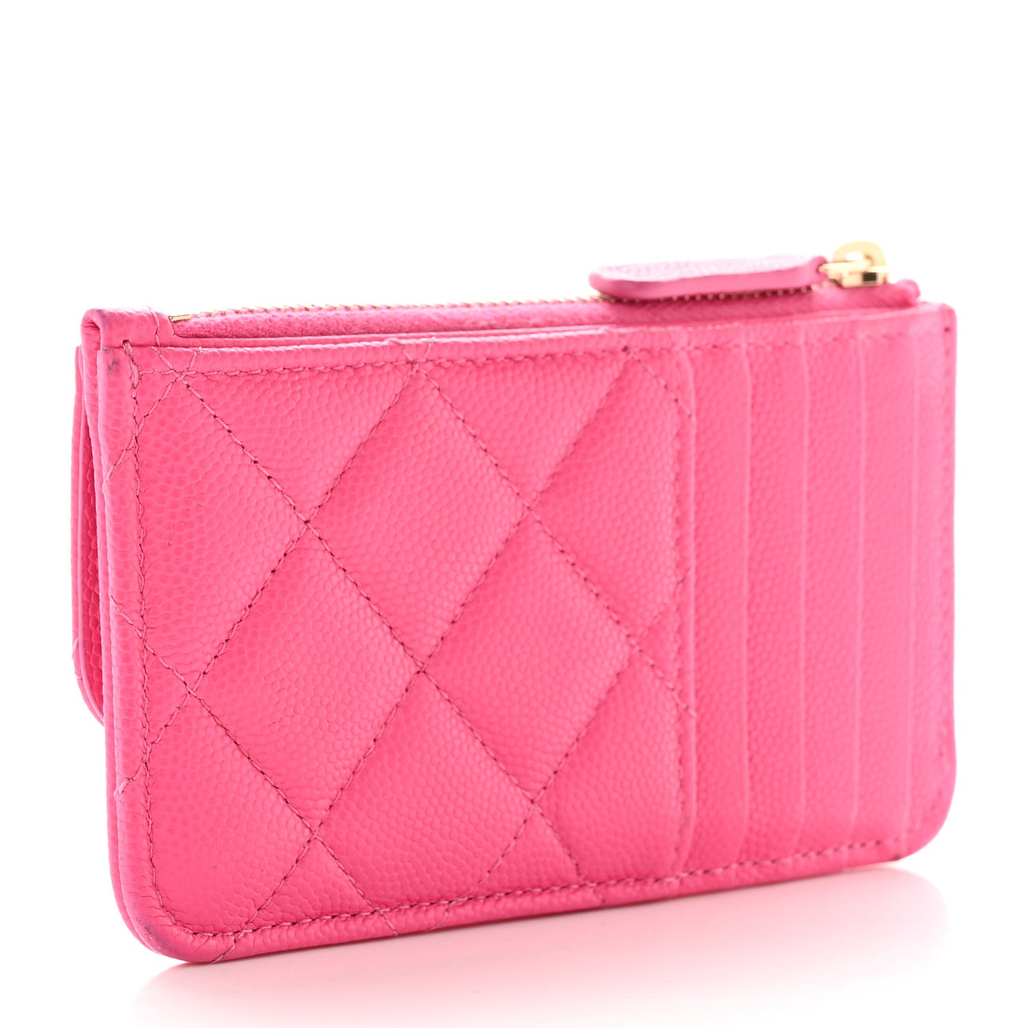 Chanel Caviar Quilted Flap Zip Card Holder Dark Pink 3 of 17
