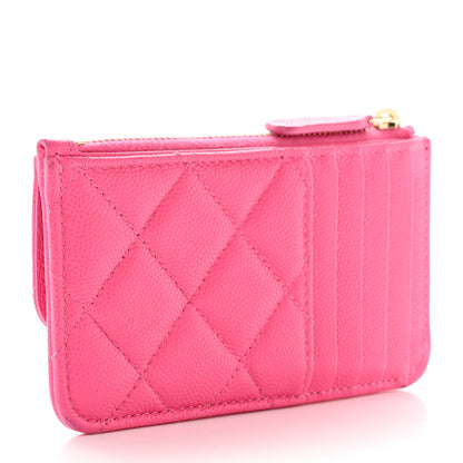 Chanel Caviar Quilted Flap Zip Card Holder Dark Pink 3 of 17