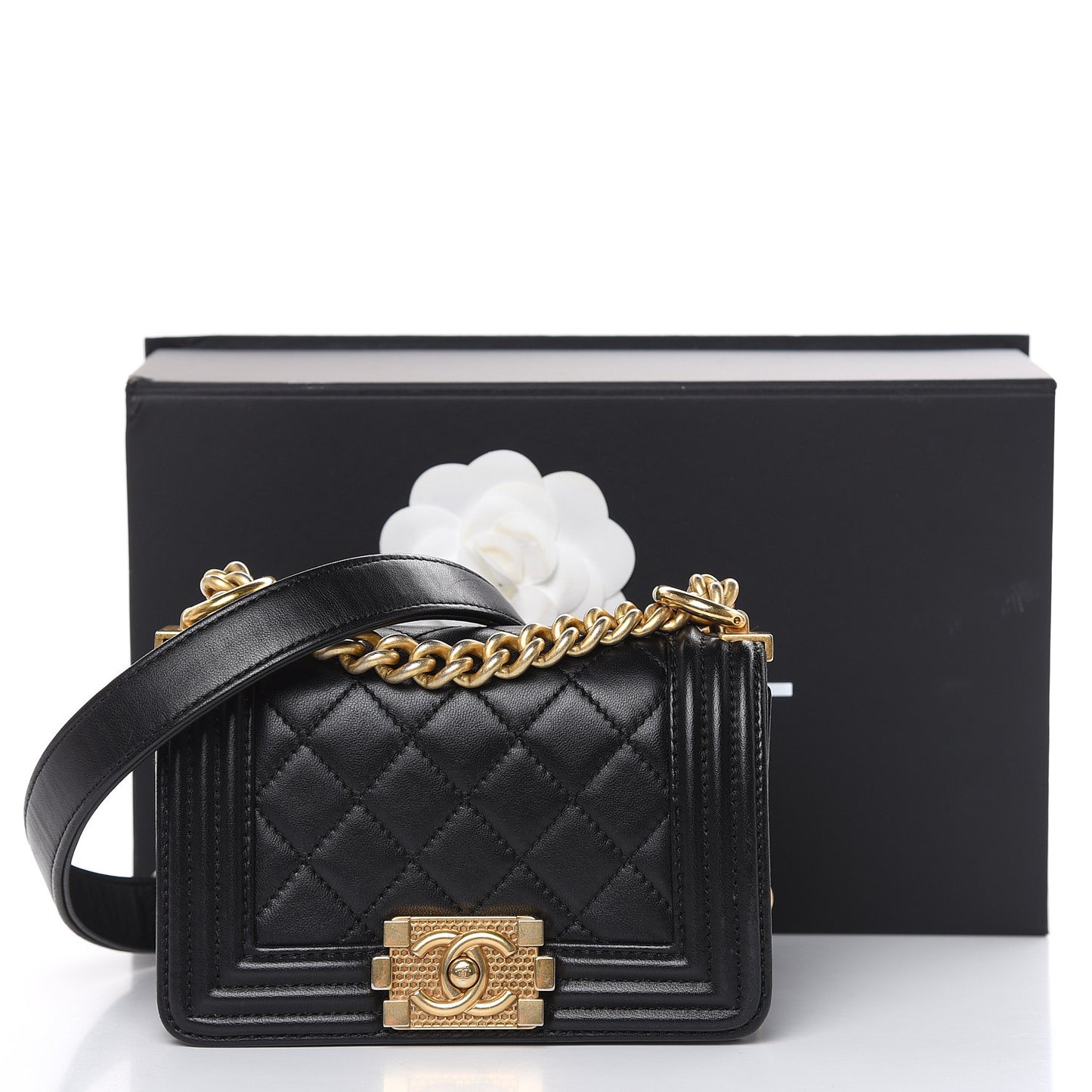 Lambskin Quilted Mini Boy Flap Black