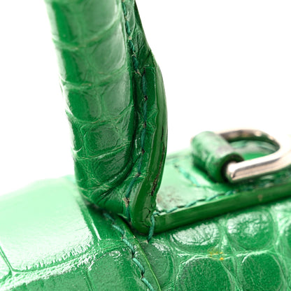 Balenciaga Shiny Calfskin Crocodile Embossed Small Hourglass Top Handle Bag Leaf Green 16 of 20