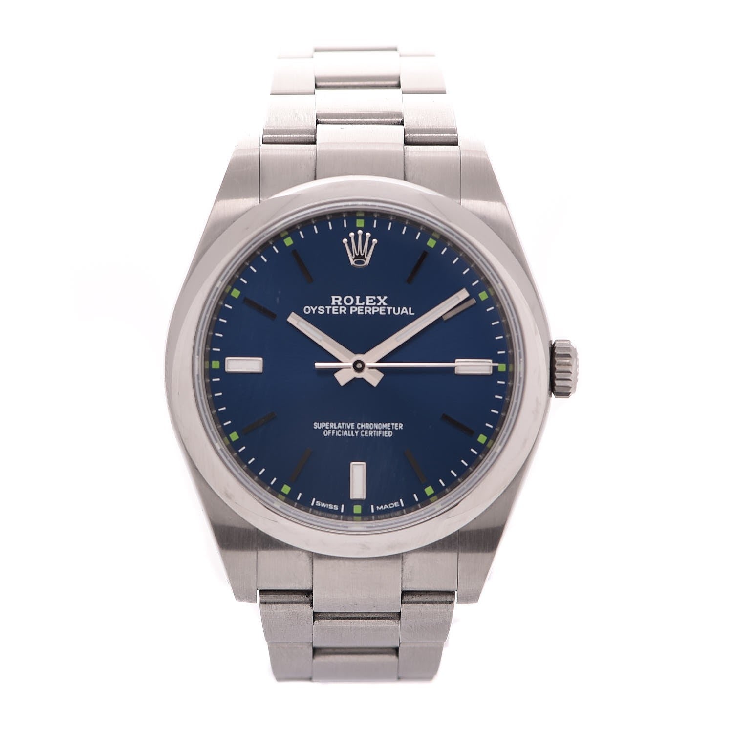 Rolex Stainless Steel 39mm Oyster Perpetual Watch Blue 114300 1 of 6