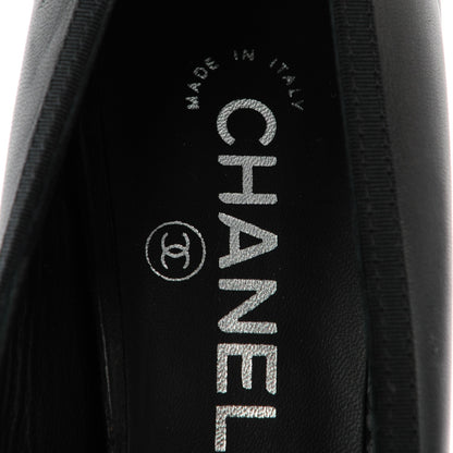 Chanel Lambskin Camellia Peep Toe Pumps 38 Black 7 of 9