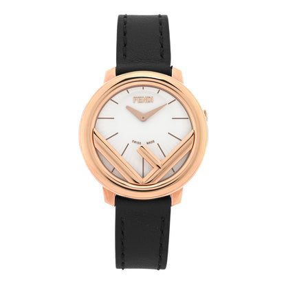 Fendi Stainless Steel Calfskin 28mm Run Away Quartz Watch Black 1 of 5