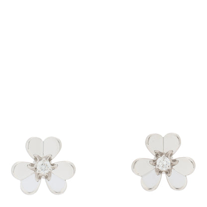 Van Cleef & Arpels 18K White Gold Diamond Mini Frivole Earrings 1 of 5