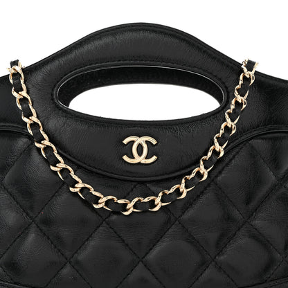Chanel Shiny Crumpled Calfskin Quilted Nano 31 Shopping Bag Black 8 of 11