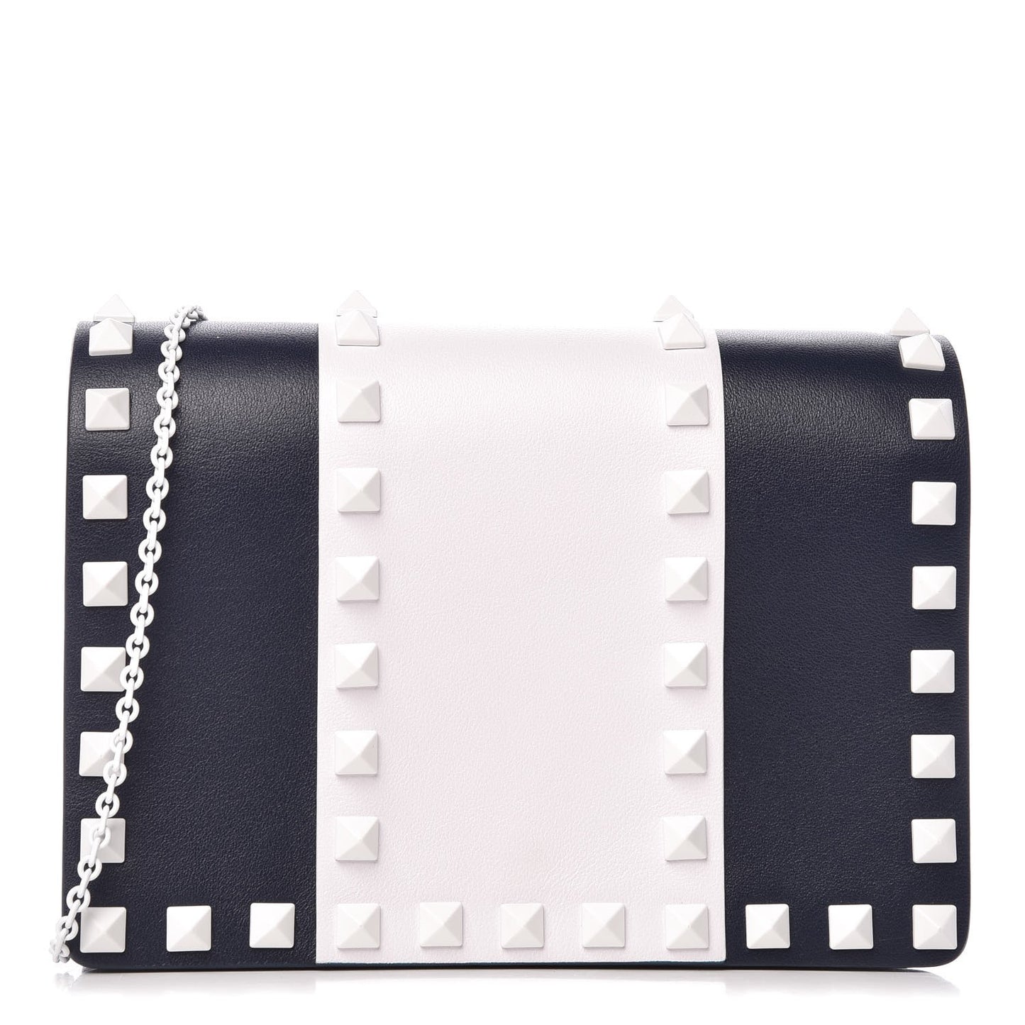 Vitello Colorblock Free Rockstud Wallet on Chain Marine Optic White