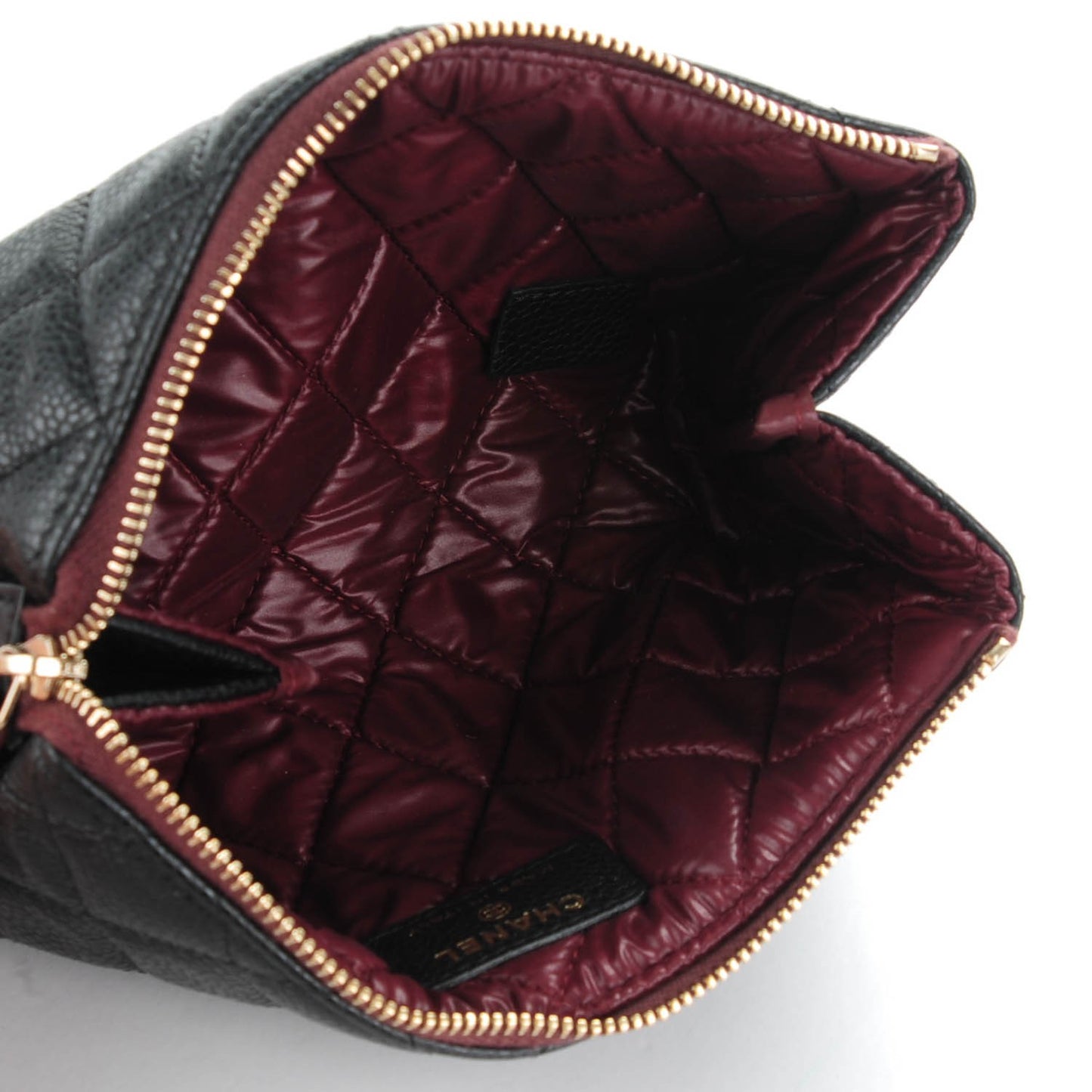 Caviar Quilted Small Cosmetic Case Black