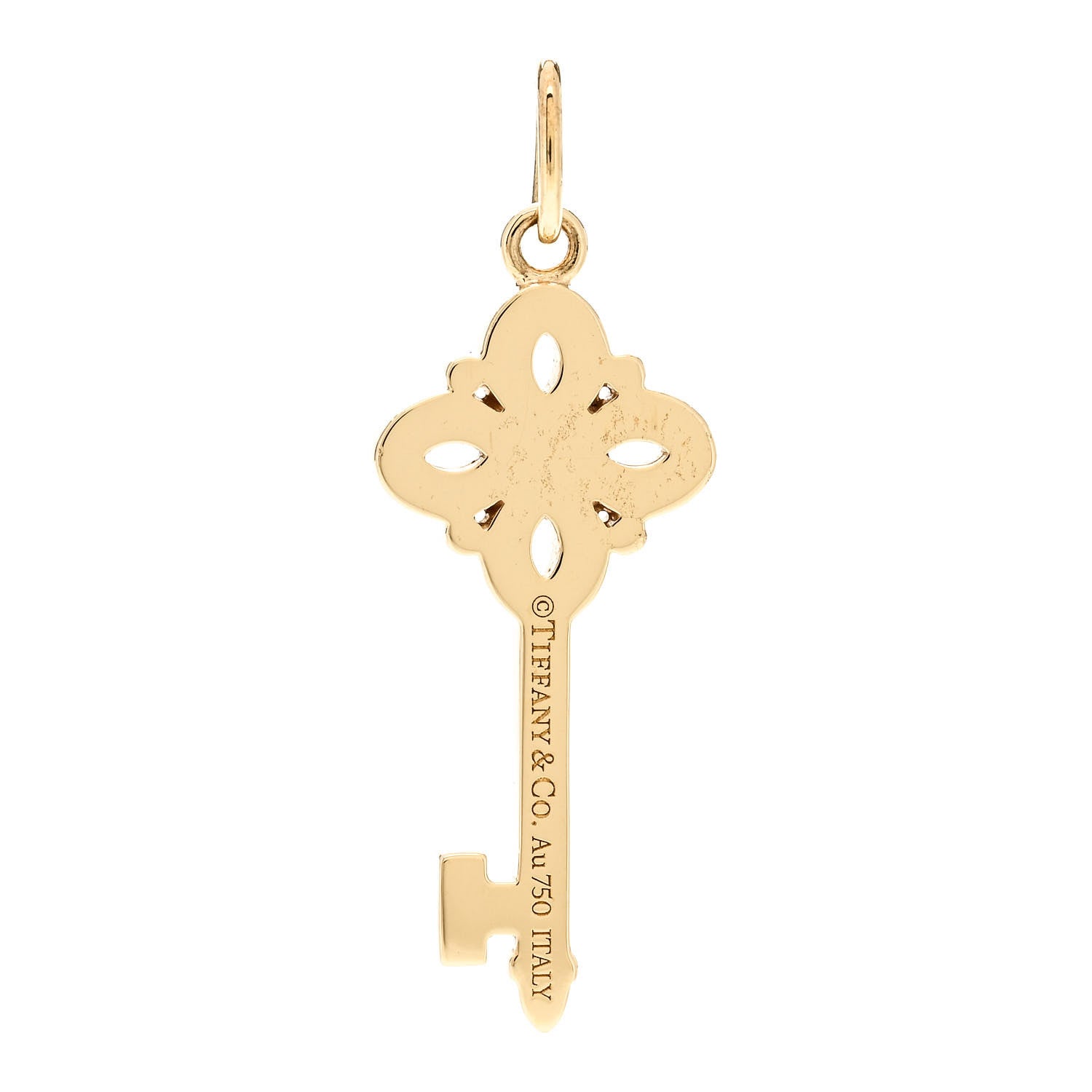 Tiffany 18K Yellow Gold Diamond Mini Victoria Key Pendant 3 of 4