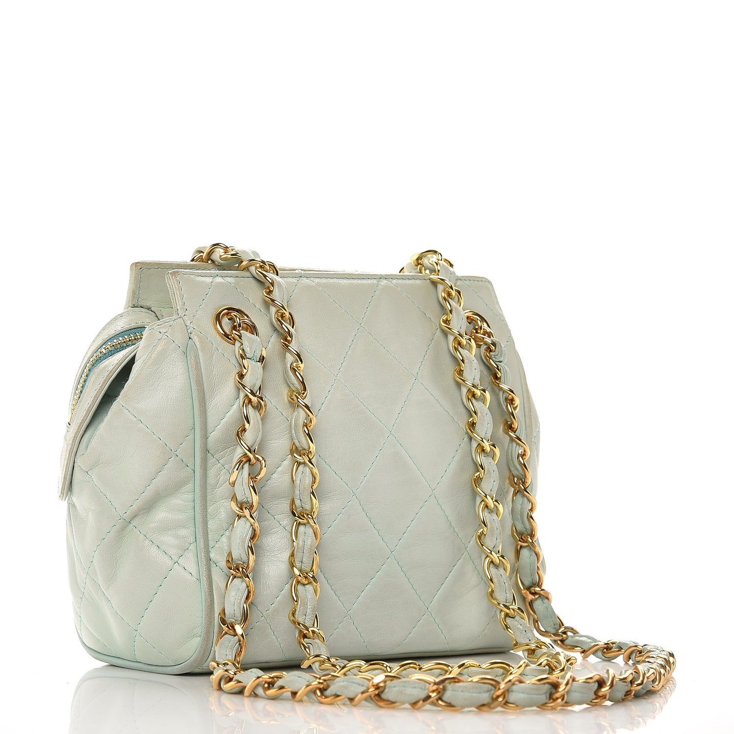 Lambskin Quilted Small Shoulder Bag Light Green