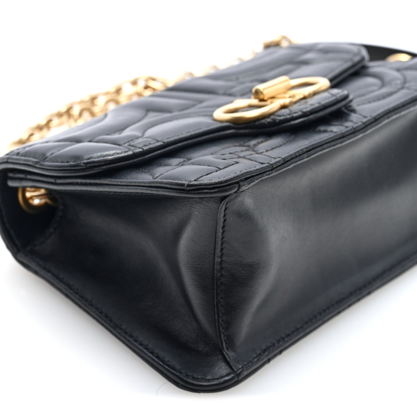 Calfskin Quilted Gancini Mini Crossbody Flap Bag Black