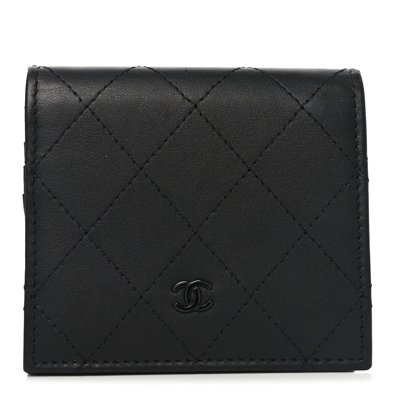 Chanel Calfskin Quilted Compact Bifold Wallet So Black 1 of 8